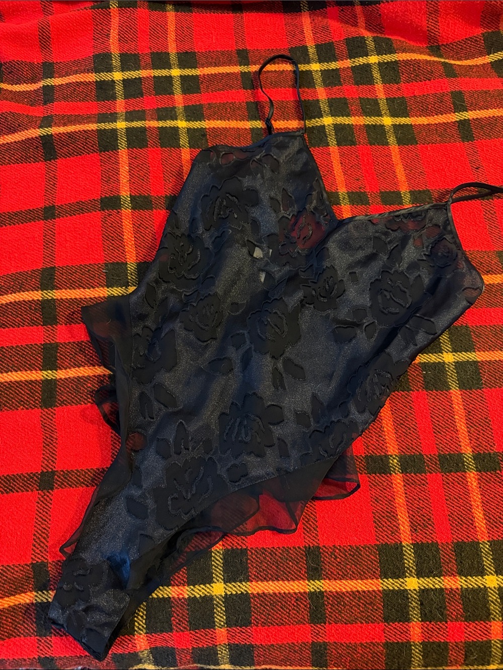 STUNNING Vintage Victoria's Secret NWT Black Floral Lace Sheer One Piece